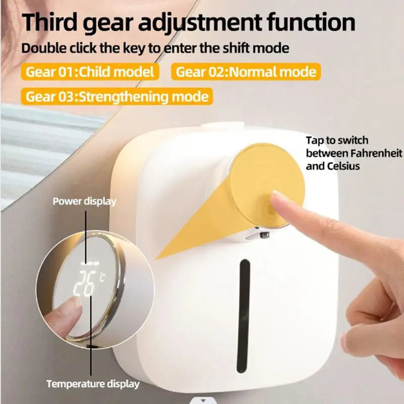 Wall-mounted Dispenser Soap USB Digital Temperature Household Hotel Automatic Soap Foam Dispenser Kitchen Accessories