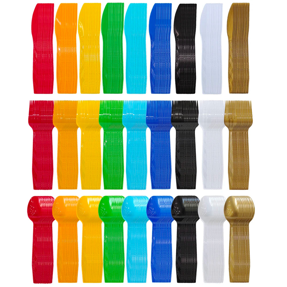 Disposable Cutlery Set – Colorful Knife, Fork & Spoon for Parties, Weddings & Events