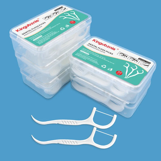 Minty Dental Floss Picks – Flavored Floss Sticks for Clean Teeth & Fresh Breath, 50 or 500 pcs