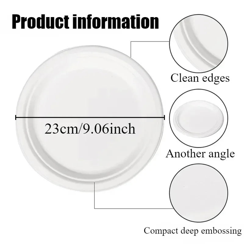 Disposable Round Paper Plates – Pack of 50, Perfect for BBQ, Pasta, Salad & Parties