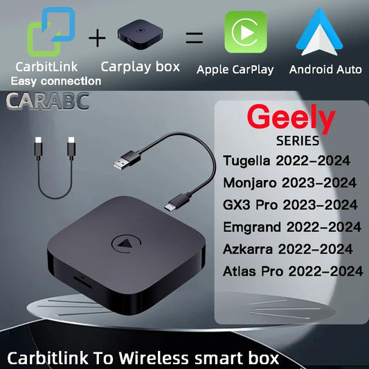 Wireless CarPlay & Android Auto Adapter for Geely – USB Plug & Play for Tugella, Monjaro, Atlas Pro & More