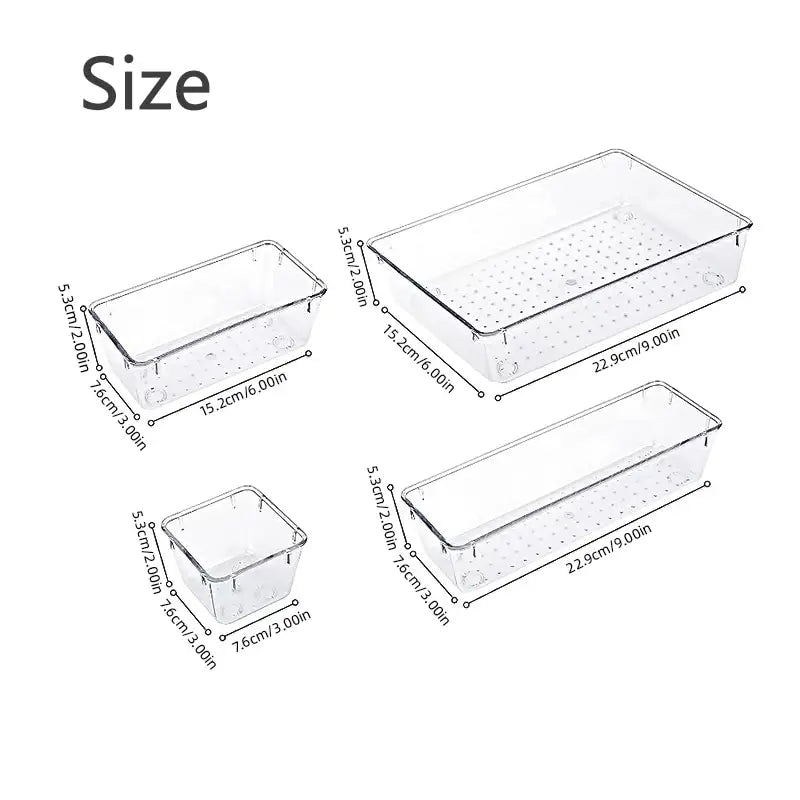 Clear Drawer Organizer Set – 7 or 14 Pcs Plastic Desk Dividers for Makeup, Jewelry & Office