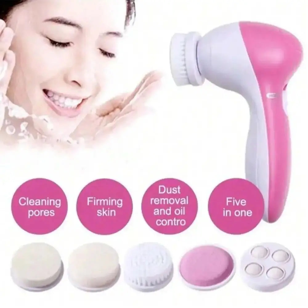 2026 Electric Facial Cleaner 5 IN 1 Face Cleansing Brush Wash Machine Spa Skin Care Massager  Battery-powered（Without battery）