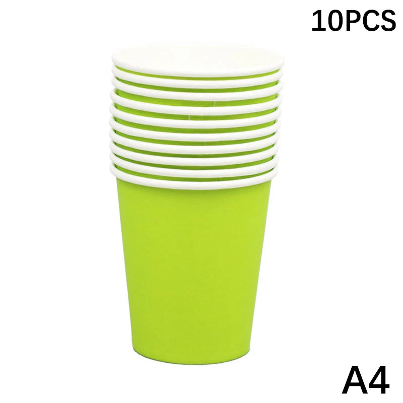 Disposable Paper Cups 9oz – Thick, Colorful & Heat-Resistant, Pack of 10 for Parties & Events
