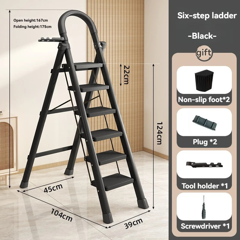 Heavy-Duty Folding Step Ladder – Anti-Slip Portable Multi-Purpose Climbing Ladder (3–6 Steps)