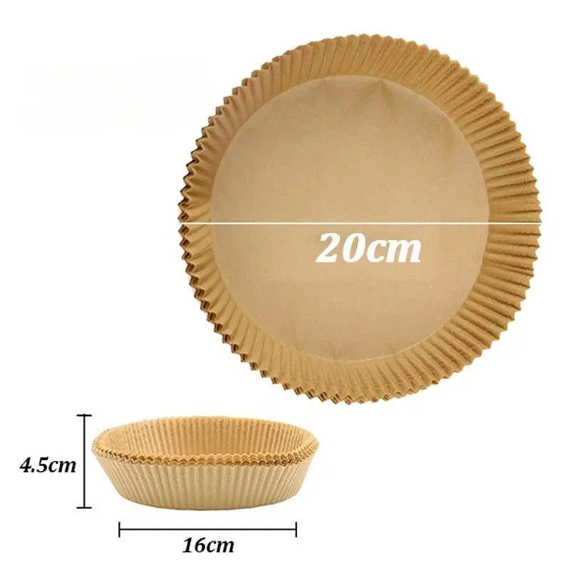 Disposable Air Fryer Paper Liners – Non-Stick, Oil-Proof, Square & Round, 30 or 50 pcs