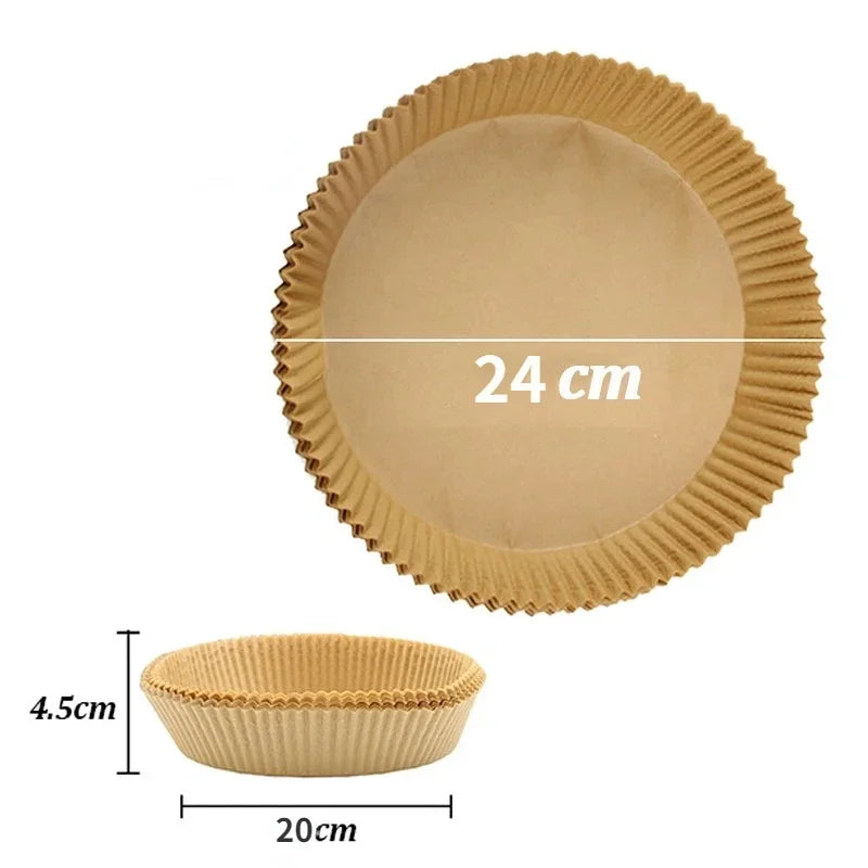 Disposable Air Fryer Paper Liners – Non-Stick, Oil-Proof, Square & Round, 30 or 50 pcs