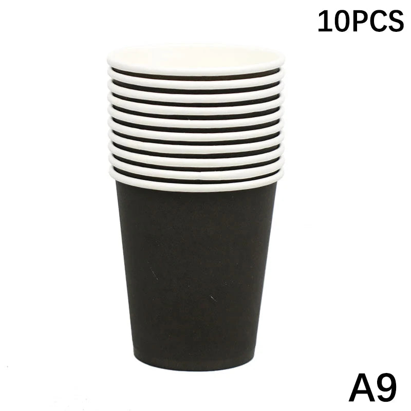 Disposable Paper Cups 9oz – Thick, Colorful & Heat-Resistant, Pack of 10 for Parties & Events