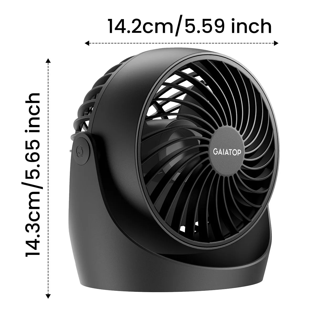 Gaiatop 5-Inch Portable Desk Fan – 360° Adjustable, 3 Speeds, Air Circulator for Home & Dorm