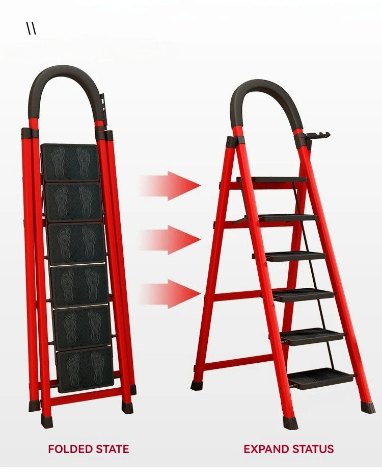 Heavy-Duty Folding Step Ladder – Anti-Slip Portable Multi-Purpose Climbing Ladder (3–6 Steps)