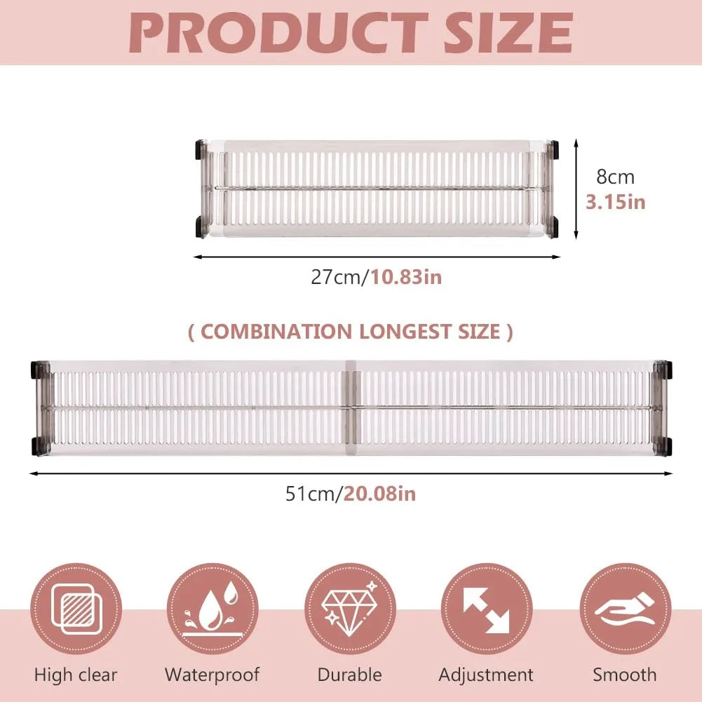 Expandable Drawer Dividers 10.8-20inch Adjustable Organizers for Kitchen Utensils Drawer Separators Dresser Drawer for Clothes