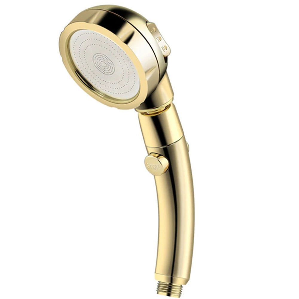 High Pressure Shower Head – 3 Spray Modes, Water Saving, with Hose & Holder (Gold/Silver)