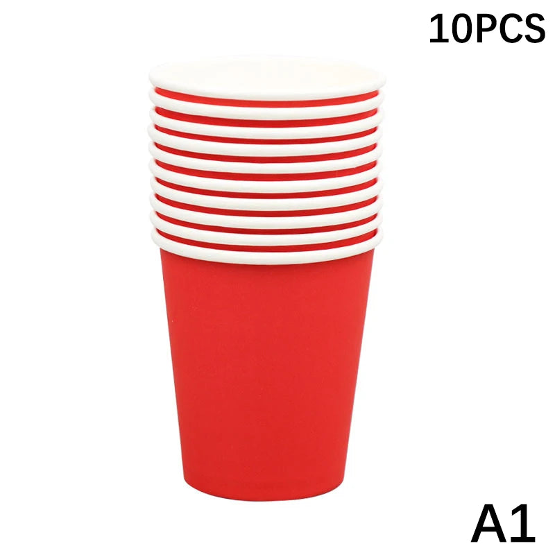 Disposable Paper Cups 9oz – Thick, Colorful & Heat-Resistant, Pack of 10 for Parties & Events