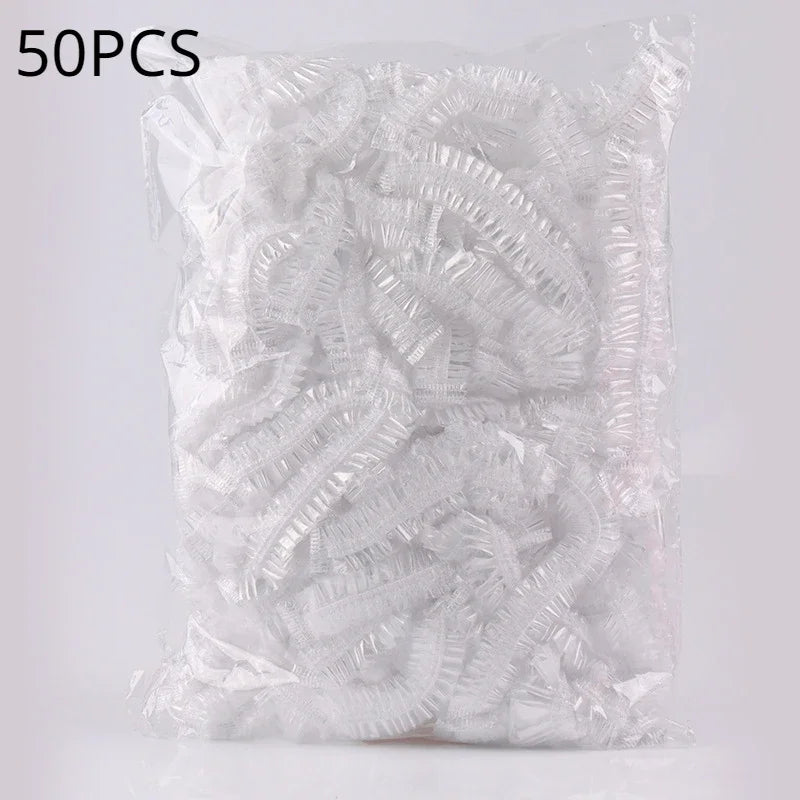 Disposable Shower Caps – Waterproof & Transparent, Pack of 50 or 100