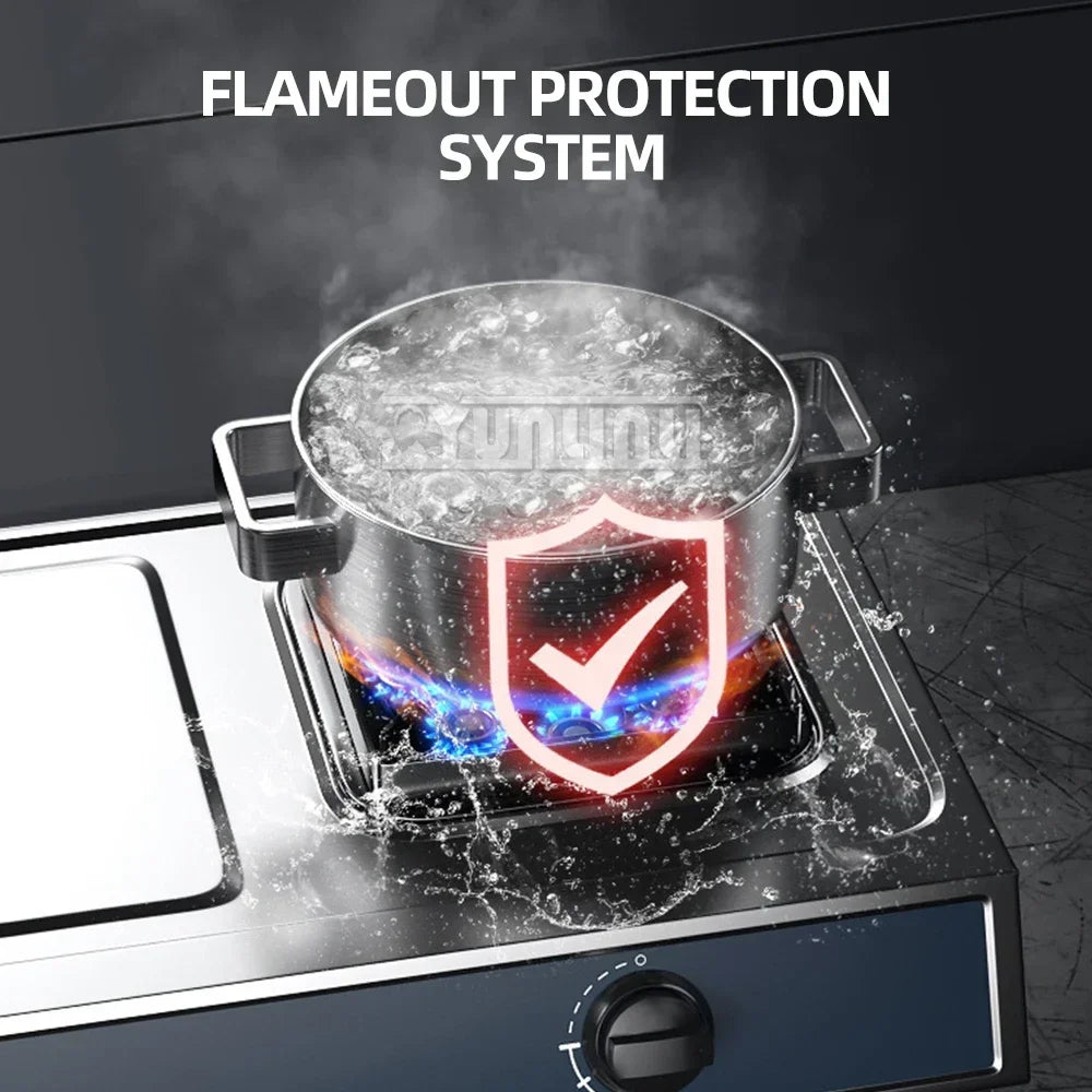 Double Burner Gas Stove – Stainless Steel High-Power Cooktop for Home Kitchen (Natural & LPG Gas)