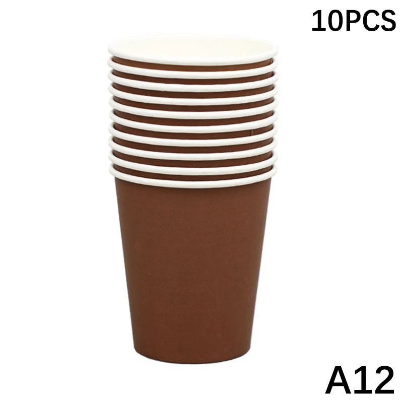 Disposable Paper Cups 9oz – Thick, Colorful & Heat-Resistant, Pack of 10 for Parties & Events
