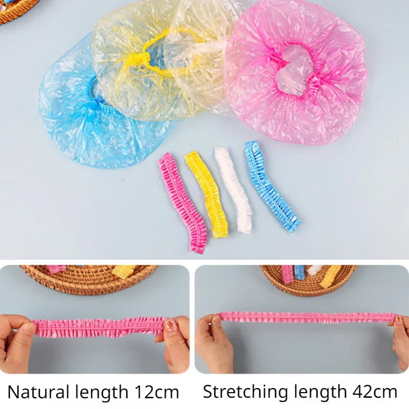 Disposable Shower Caps – Waterproof & Transparent, Pack of 50 or 100