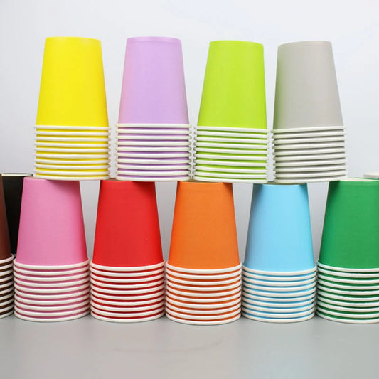 Disposable Paper Cups 9oz – Thick, Colorful & Heat-Resistant, Pack of 10 for Parties & Events