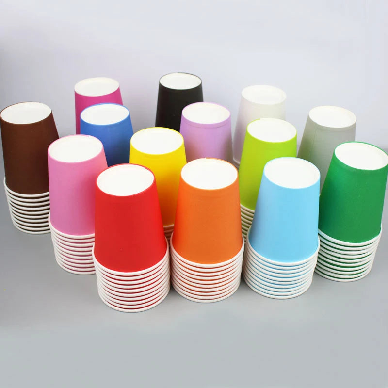 Disposable Paper Cups 9oz – Thick, Colorful & Heat-Resistant, Pack of 10 for Parties & Events