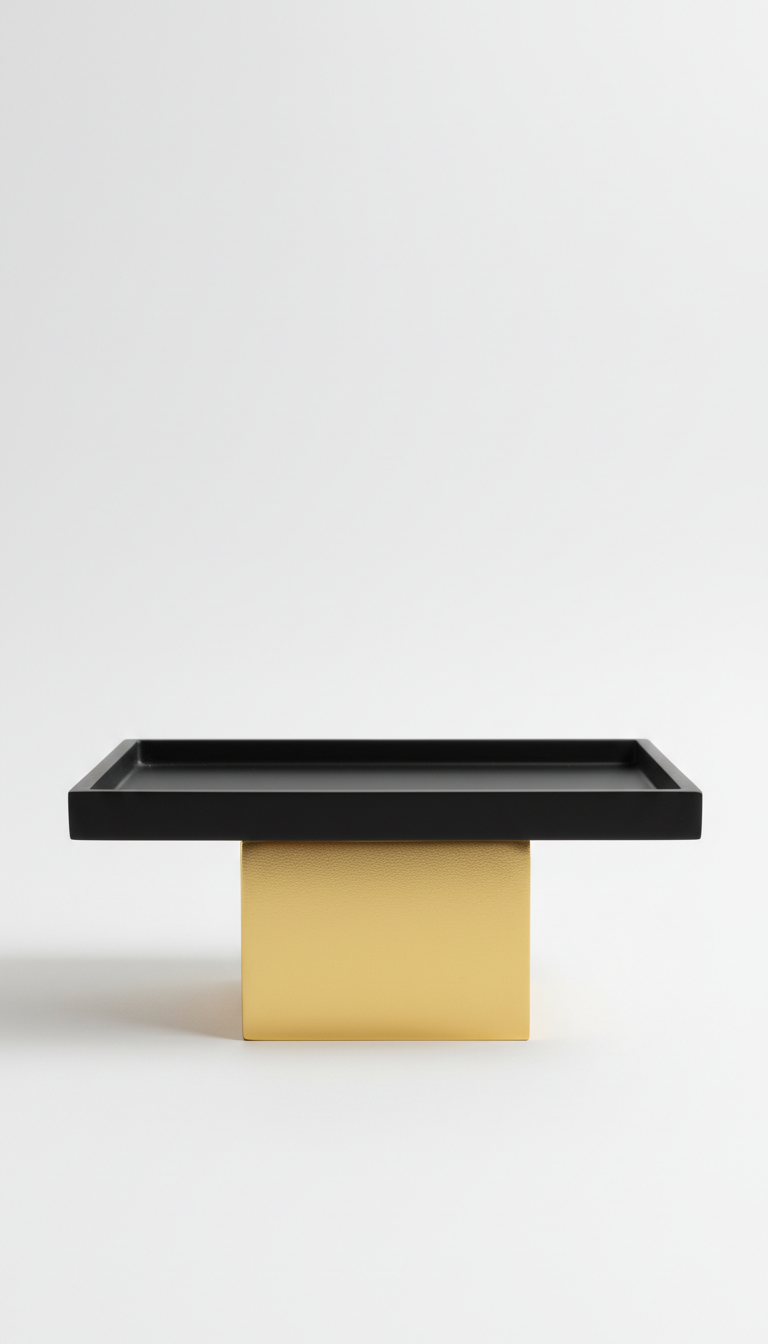 Matte black decorative tray with raised edge