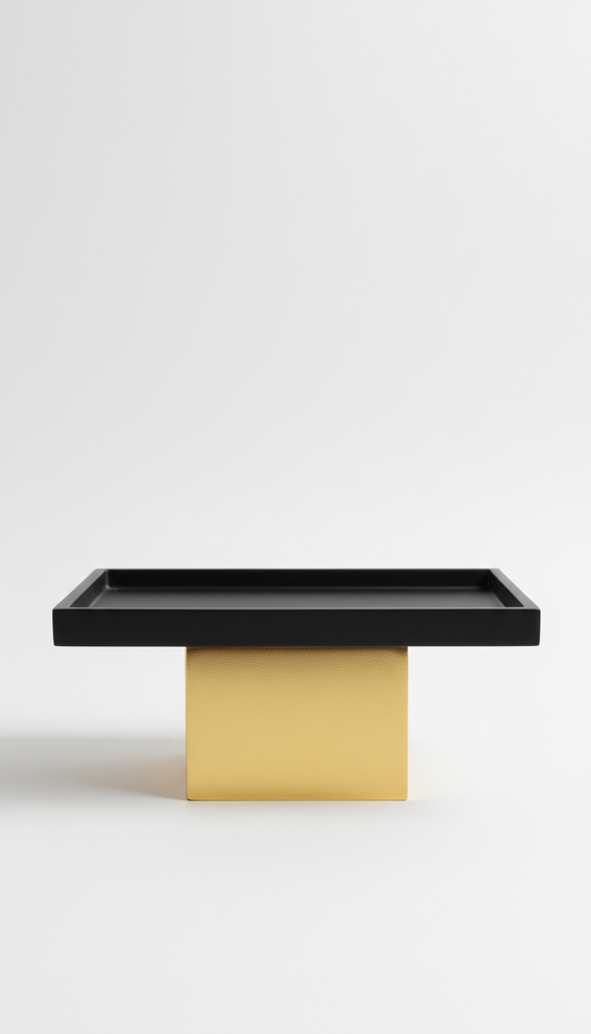 Matte black decorative tray with raised edge